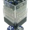 Chessex Dice: Gemini 12mm D6 Blue Silver/White (36)