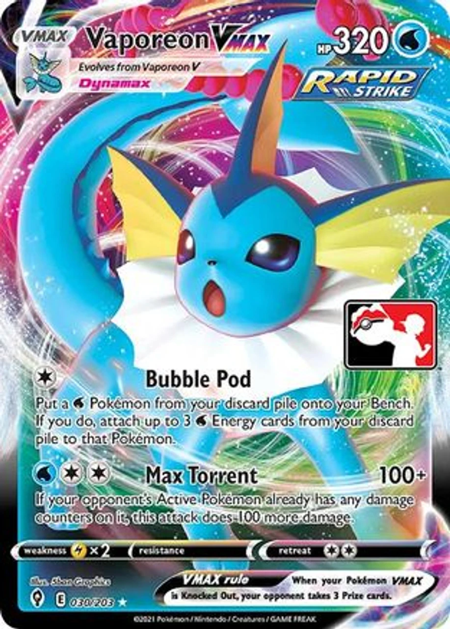 Vaporeon VMAX 30 - Prize Pack Series Cards Holofoil 1 Vaporeon VMAX 30 - Prize Pack Series Cards Holofoil