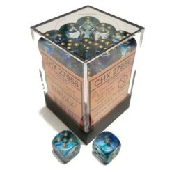 Chessex Dice: Nebula - D6 12mm Oceanic/Gold Luminary (36)