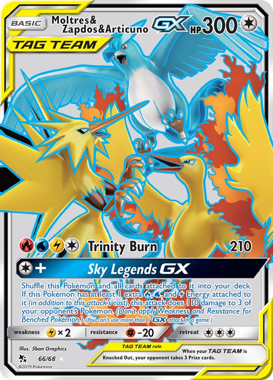 Moltres & Zapdos & Articuno-GX 66/68 - Hidden Fates Holofoil 1 Moltres & Zapdos & Articuno-GX 66/68 - Hidden Fates Holofoil