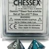 Chessex Dice: Gemini D10 Steel-Teal W/white (10)