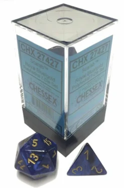 Chessex Dice: Scarab - Polyhedral Royal Blue/Gold (7)