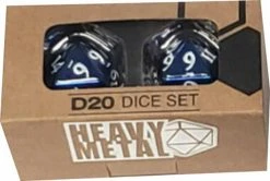 Ultra Pro Heavy Metal Dice: D20 Blue W/ White Numbers (2ct)