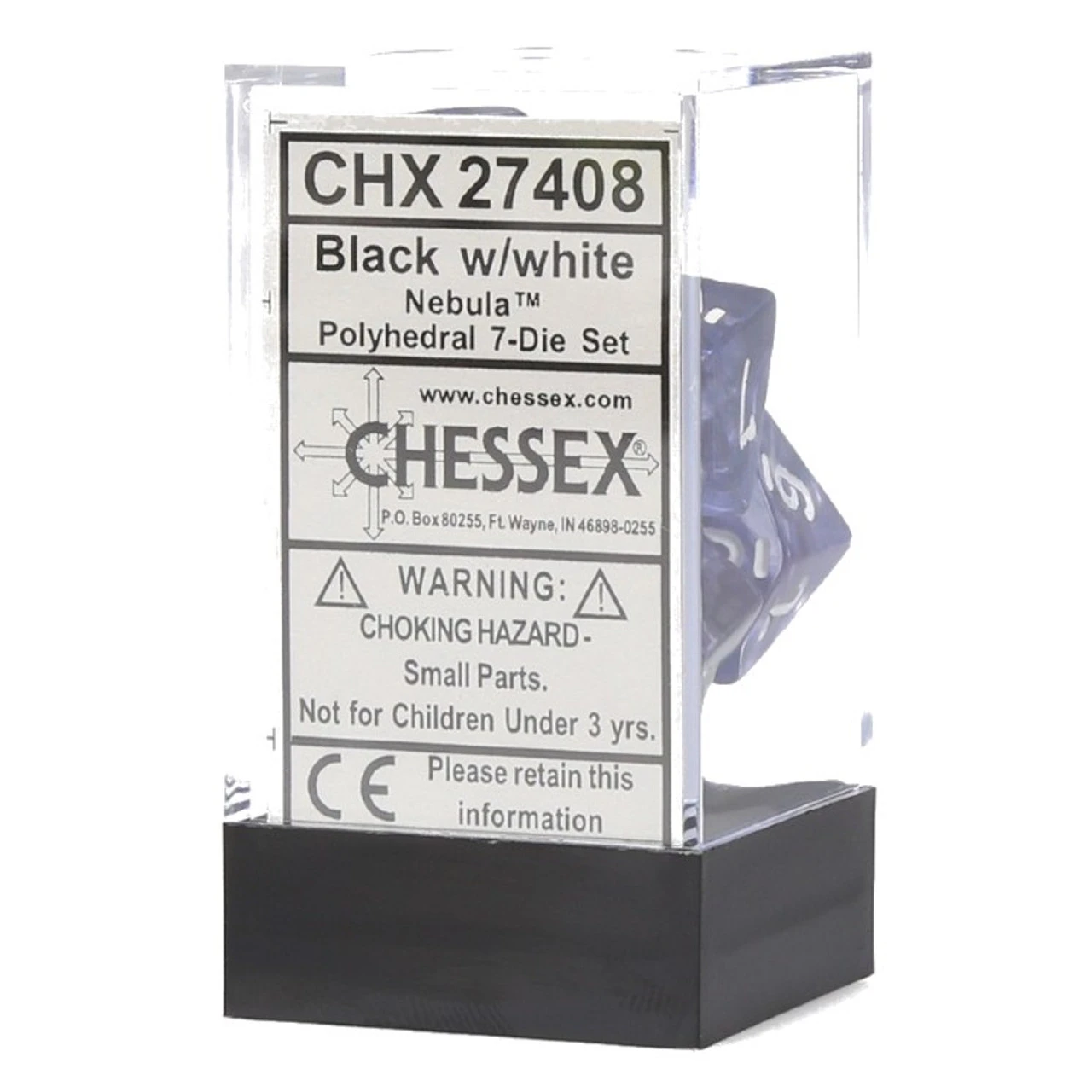 Chessex Dice: Nebula - Poly Black/White (7) 1 Chessex Dice: Nebula - Poly Black/White (7)